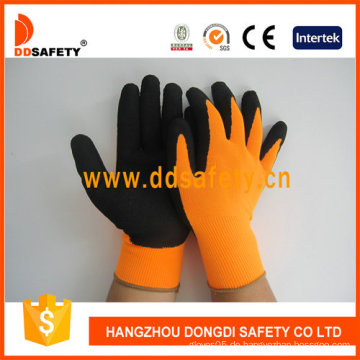 Fluoreszierender Nylon Schwarzer Latex Handschuh (DNL415)